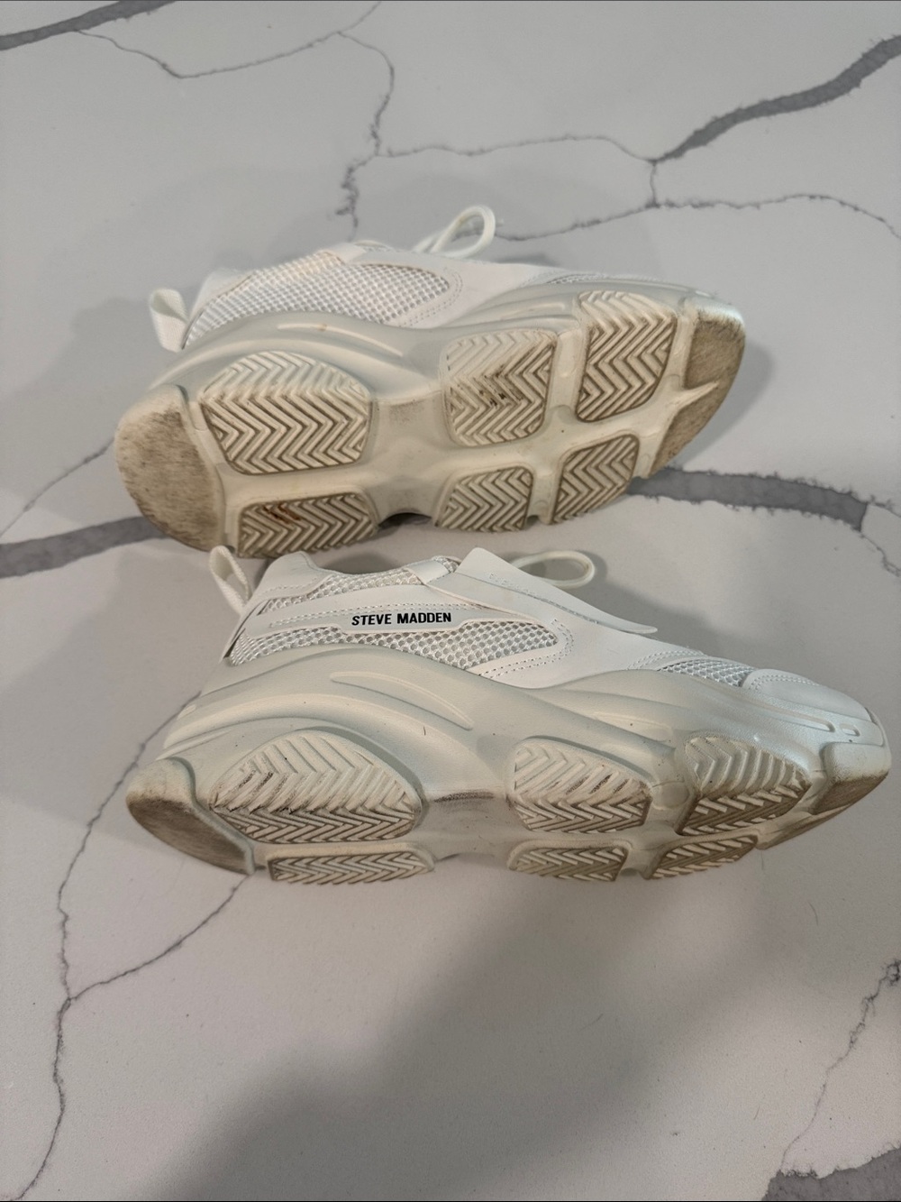 Steve Madden Cream/White Chunky Mesh Sneakers - Picture 4 of 6
